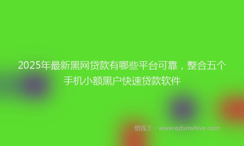 2025年最新黑网贷款有哪些平台可靠，整合五个手机小额黑户快速贷款软件