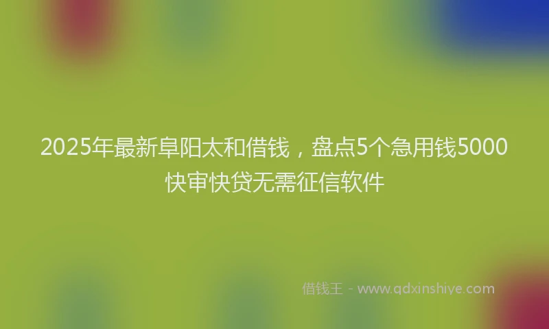 2025年最新阜阳太和借钱，盘点5个急用钱5000快审快贷无需征信软件