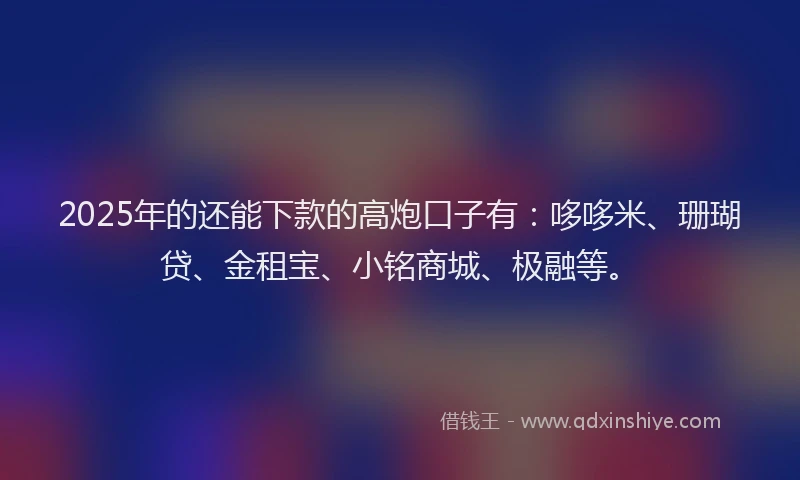 2025年的还能下款的高炮口子有：哆哆米、珊瑚贷、金租宝、小铭商城、极融等。