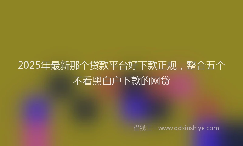 2025年最新那个贷款平台好下款正规，整合五个不看黑白户下款的网贷
