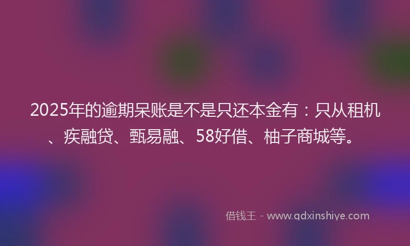 2025年的逾期呆账是不是只还本金有：只从租机、疾融贷、甄易融、58好借、柚子商城等。