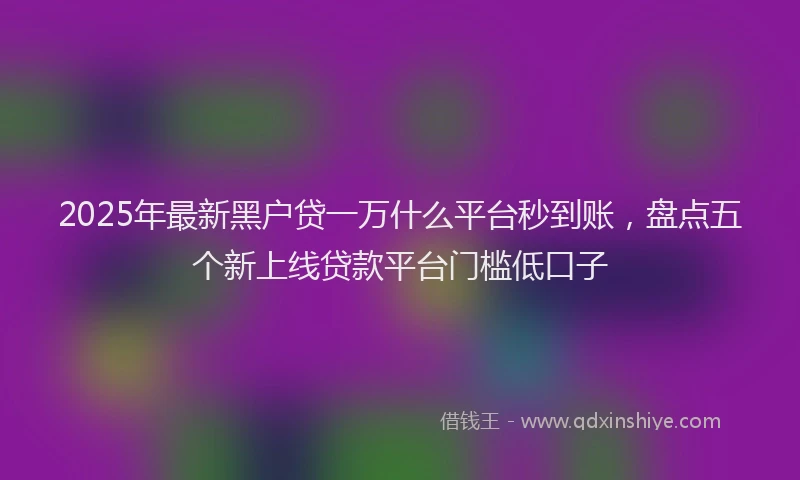 2025年最新黑户贷一万什么平台秒到账，盘点五个新上线贷款平台门槛低口子