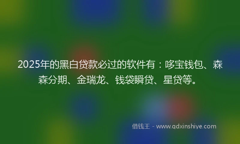 2025年的黑白贷款必过的软件有：哆宝钱包、森森分期、金瑞龙、钱袋瞬贷、星贷等。