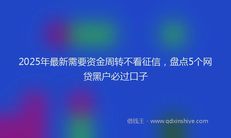 2025年最新需要资金周转不看征信，盘点5个网贷黑户必过口子