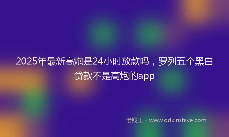 2025年最新高炮是24小时放款吗，罗列五个黑白贷款不是高炮的app