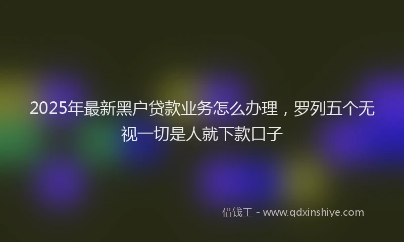 2025年最新黑户贷款业务怎么办理，罗列五个无视一切是人就下款口子