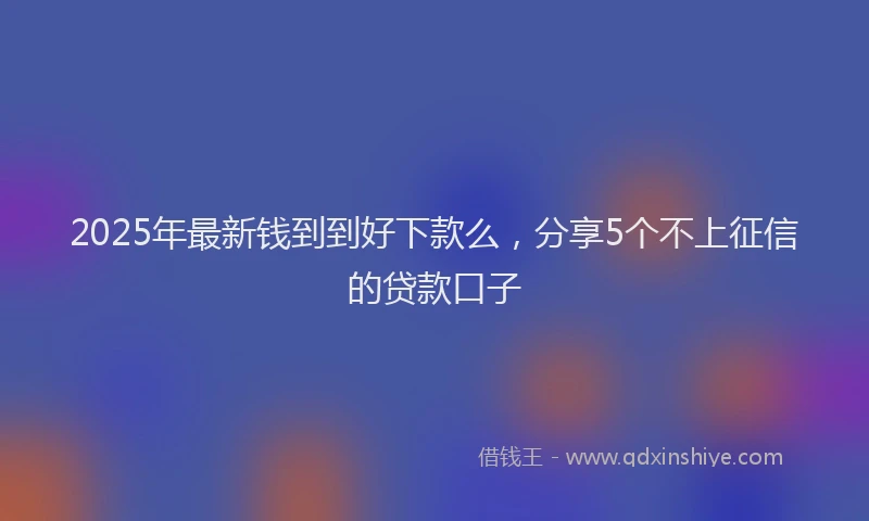 2025年最新钱到到好下款么，分享5个不上征信的贷款口子