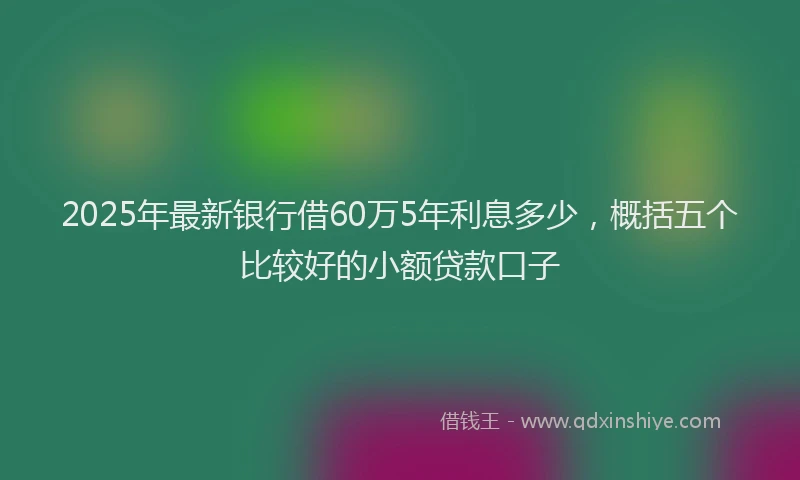 2025年最新银行借60万5年利息多少，概括五个比较好的小额贷款口子
