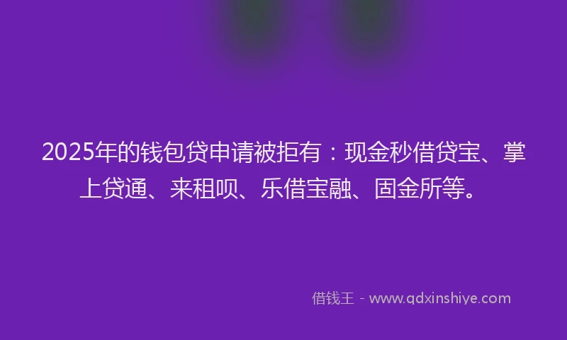 2025年的钱包贷申请被拒有：现金秒借贷宝、掌上贷通、来租呗、乐借宝融、固金所等。