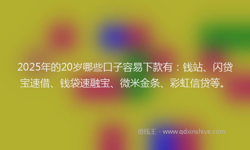 2025年的20岁哪些口子容易下款有：钱站、闪贷宝速借、钱袋速融宝、微米金条、彩虹信贷等。