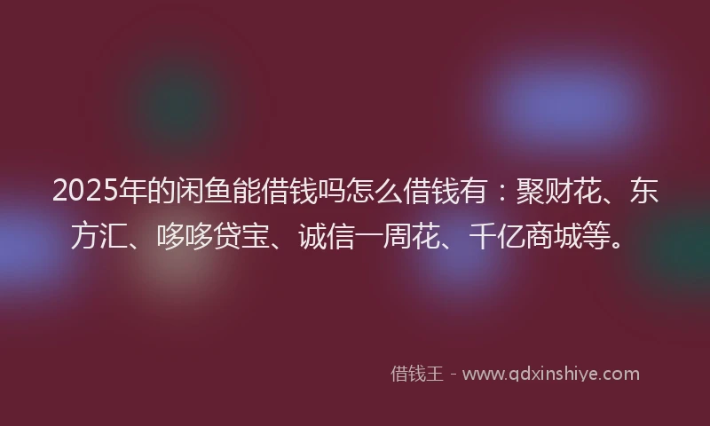 2025年的闲鱼能借钱吗怎么借钱有：聚财花、东方汇、哆哆贷宝、诚信一周花、千亿商城等。