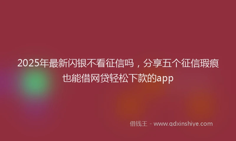2025年最新闪银不看征信吗，分享五个征信瑕疵也能借网贷轻松下款的app