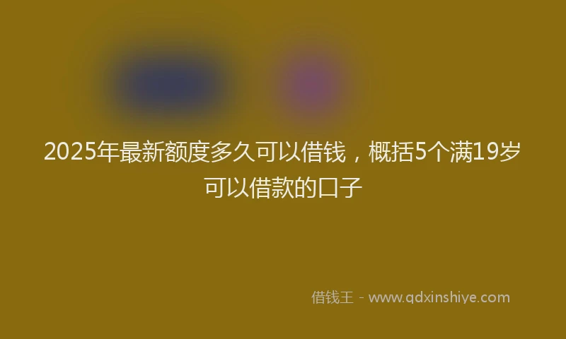2025年最新额度多久可以借钱，概括5个满19岁可以借款的口子