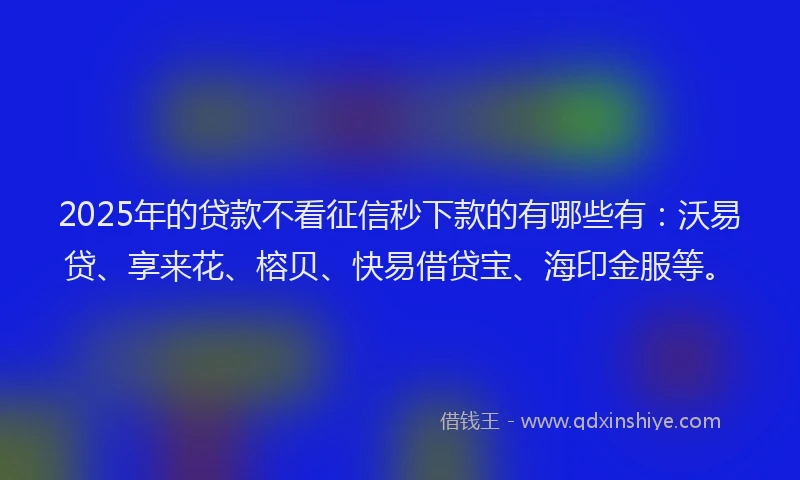 2025年的贷款不看征信秒下款的有哪些有：沃易贷、享来花、榕贝、快易借贷宝、海印金服等。