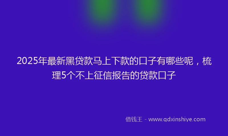 2025年最新黑贷款马上下款的口子有哪些呢，梳理5个不上征信报告的贷款口子