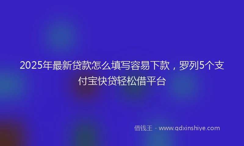 2025年最新贷款怎么填写容易下款，罗列5个支付宝快贷轻松借平台