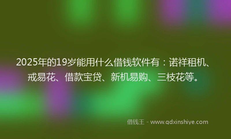 2025年的19岁能用什么借钱软件有：诺祥租机、戒易花、借款宝贷、新机易购、三枝花等。