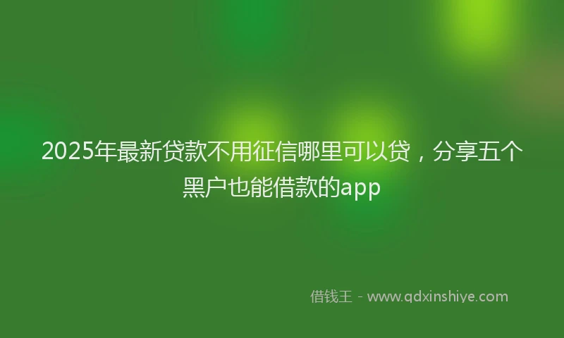 2025年最新贷款不用征信哪里可以贷，分享五个黑户也能借款的app