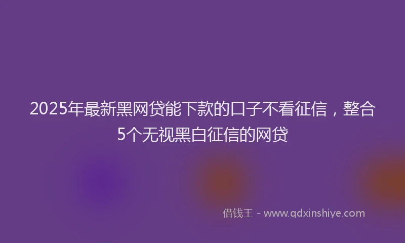 2025年最新黑网贷能下款的口子不看征信，整合5个无视黑白征信的网贷