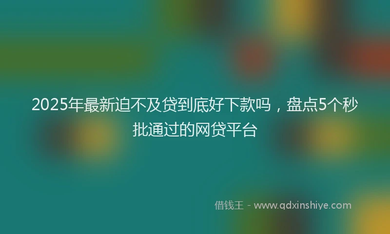 2025年最新迫不及贷到底好下款吗，盘点5个秒批通过的网贷平台