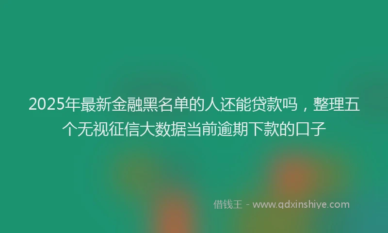 2025年最新金融黑名单的人还能贷款吗，整理五个无视征信大数据当前逾期下款的口子