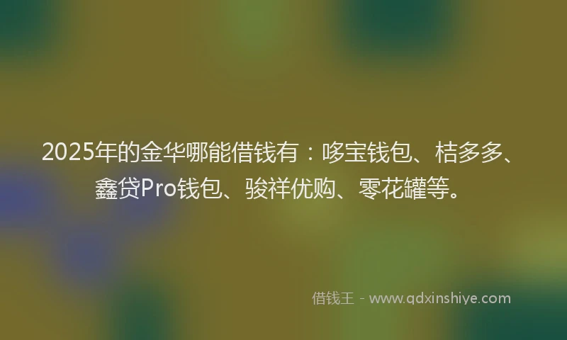 2025年的金华哪能借钱有：哆宝钱包、桔多多、鑫贷Pro钱包、骏祥优购、零花罐等。