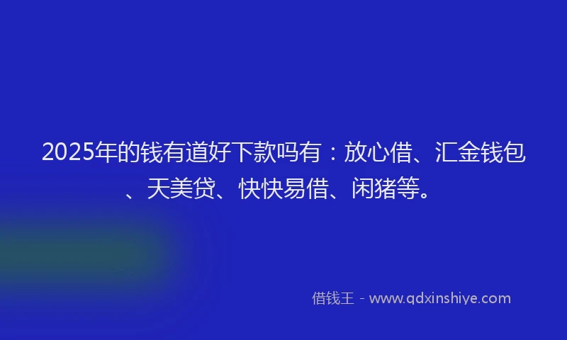 2025年的钱有道好下款吗有：放心借、汇金钱包、天美贷、快快易借、闲猪等。