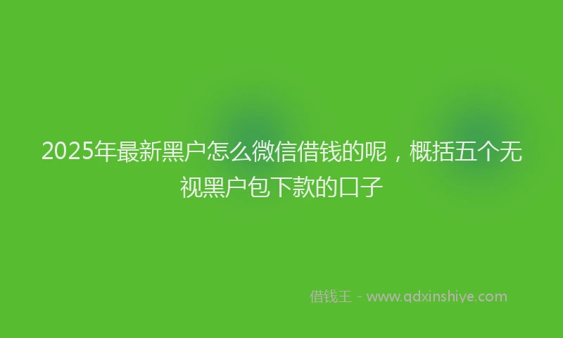 2025年最新黑户怎么微信借钱的呢，概括五个无视黑户包下款的口子