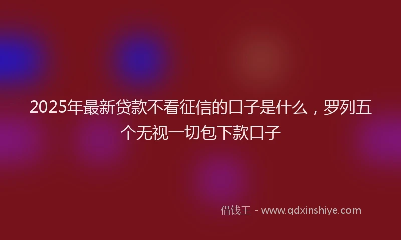 2025年最新贷款不看征信的口子是什么，罗列五个无视一切包下款口子