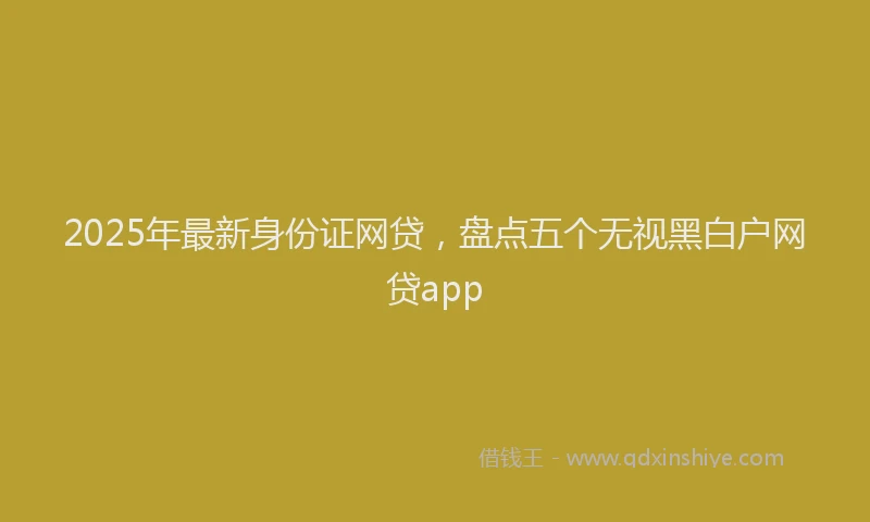 2025年最新身份证网贷，盘点五个无视黑白户网贷app