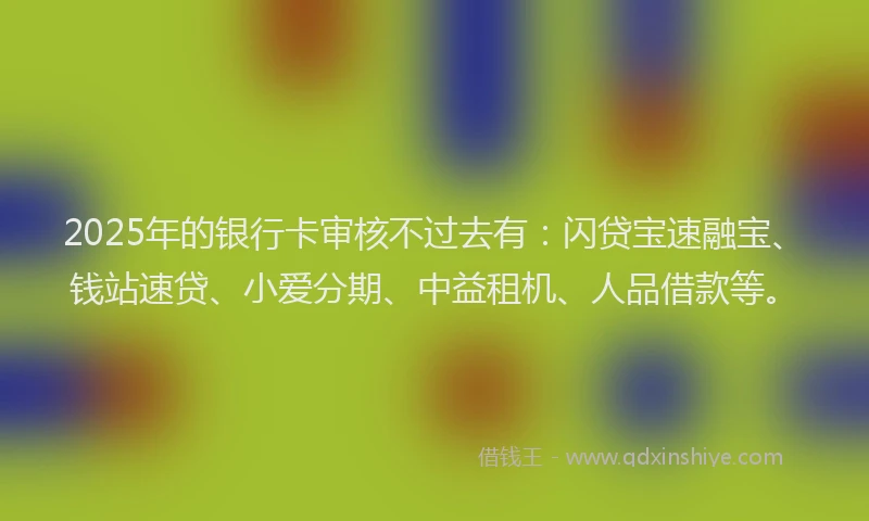 2025年的银行卡审核不过去有：闪贷宝速融宝、钱站速贷、小爱分期、中益租机、人品借款等。