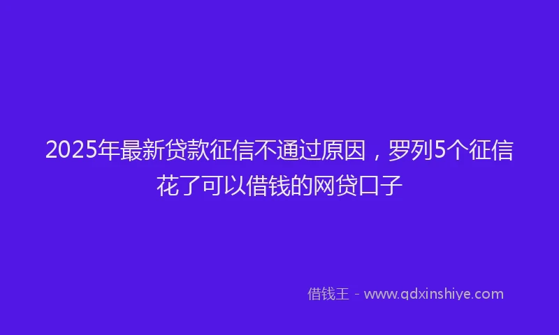 2025年最新贷款征信不通过原因，罗列5个征信花了可以借钱的网贷口子