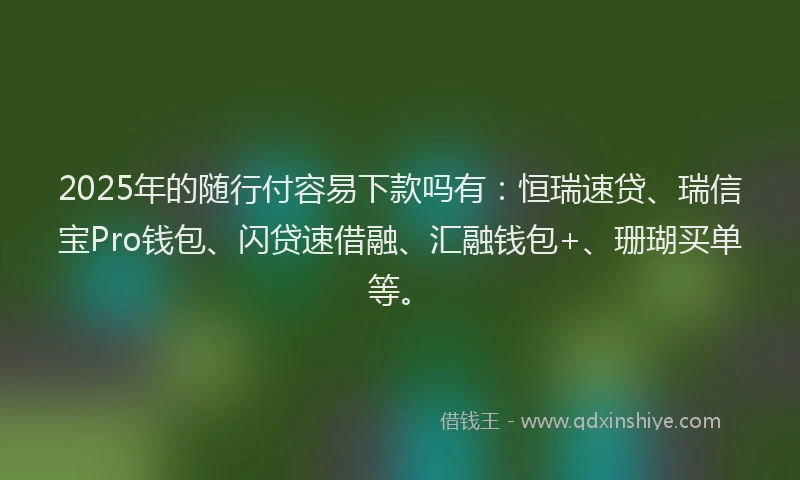 2025年的随行付容易下款吗有：恒瑞速贷、瑞信宝Pro钱包、闪贷速借融、汇融钱包+、珊瑚买单等。