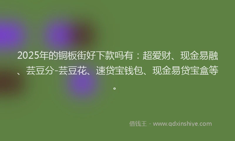 2025年的铜板街好下款吗有：超爱财、现金易融、芸豆分-芸豆花、速贷宝钱包、现金易贷宝盒等。