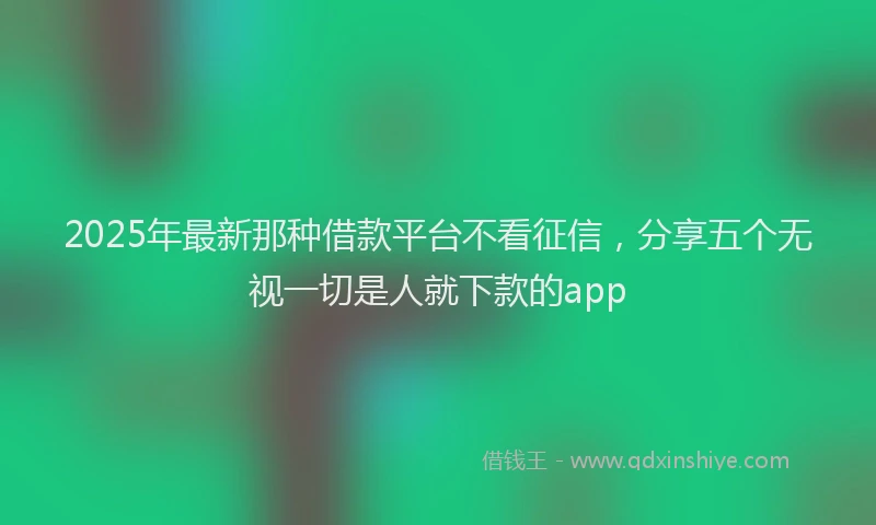 2025年最新那种借款平台不看征信，分享五个无视一切是人就下款的app