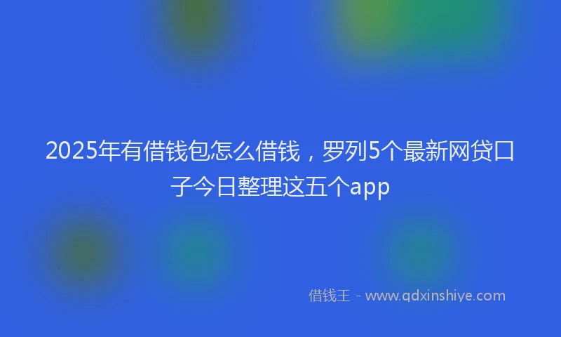 2025年有借钱包怎么借钱，罗列5个最新网贷口子今日整理这五个app