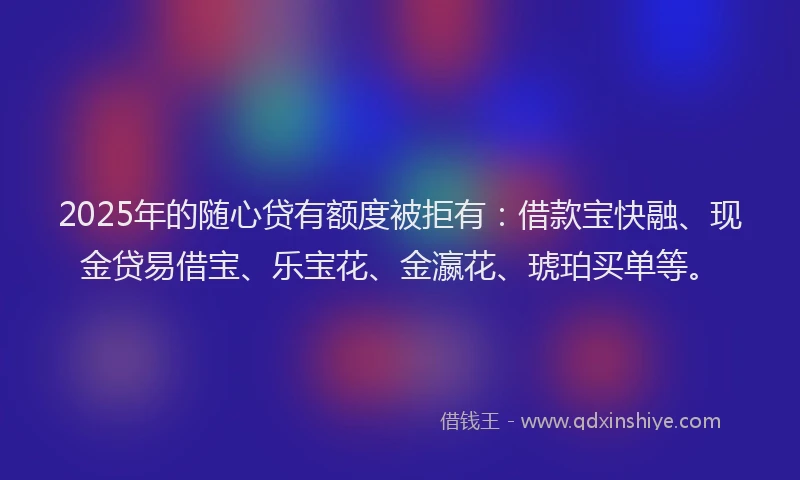 2025年的随心贷有额度被拒有：借款宝快融、现金贷易借宝、乐宝花、金瀛花、琥珀买单等。