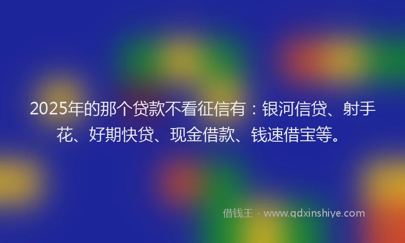 2025年的那个贷款不看征信有：银河信贷、射手花、好期快贷、现金借款、钱速借宝等。