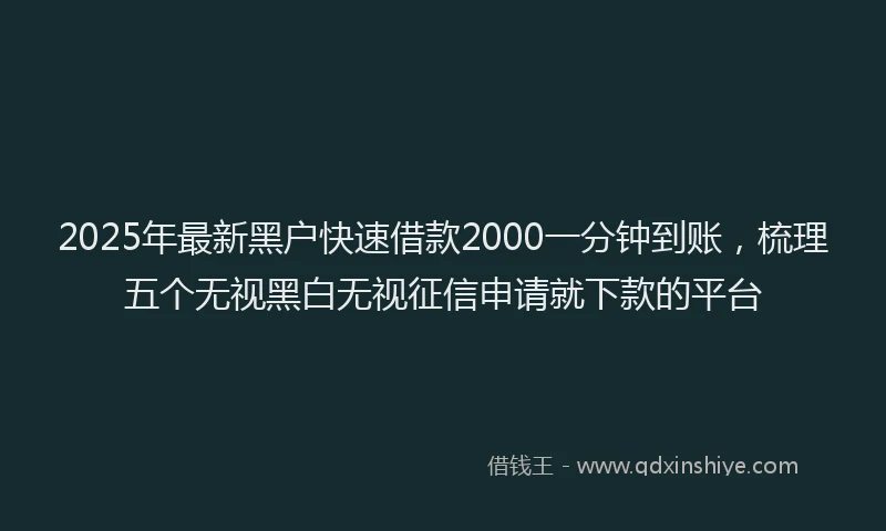 2025年最新黑户快速借款2000一分钟到账，梳理五个无视黑白无视征信申请就下款的平台