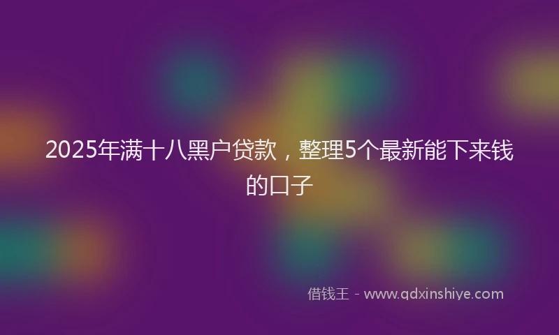 2025年满十八黑户贷款，整理5个最新能下来钱的口子