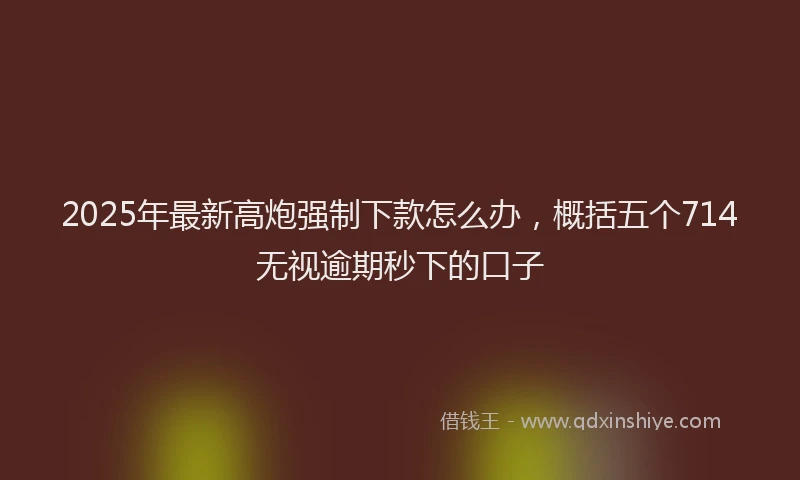 2025年最新高炮强制下款怎么办，概括五个714无视逾期秒下的口子