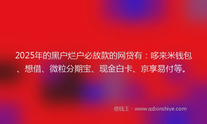 2025年的黑户烂户必放款的网贷有：哆来米钱包、想借、微粒分期宝、现金白卡、京享易付等。