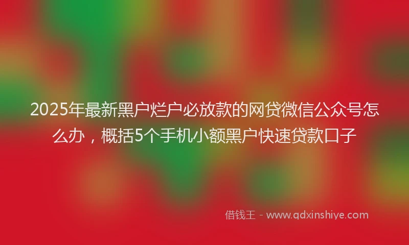 2025年最新黑户烂户必放款的网贷微信公众号怎么办，概括5个手机小额黑户快速贷款口子