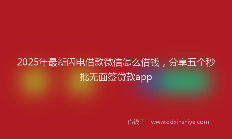 2025年最新闪电借款微信怎么借钱，分享五个秒批无面签贷款app