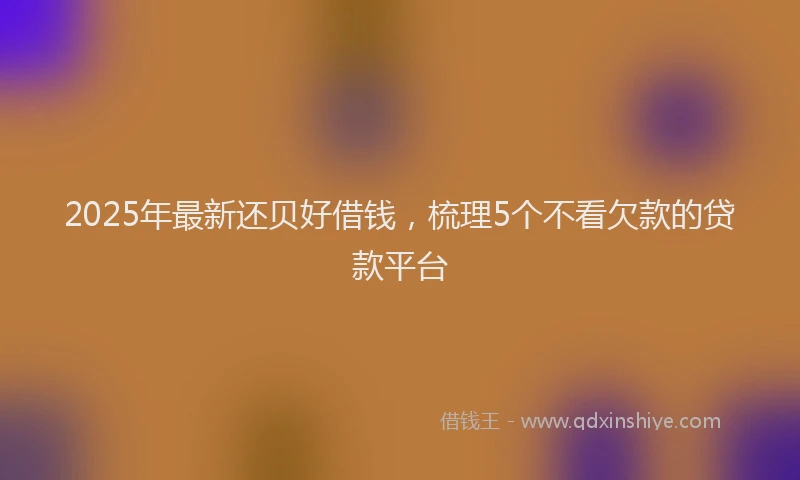2025年最新还贝好借钱，梳理5个不看欠款的贷款平台