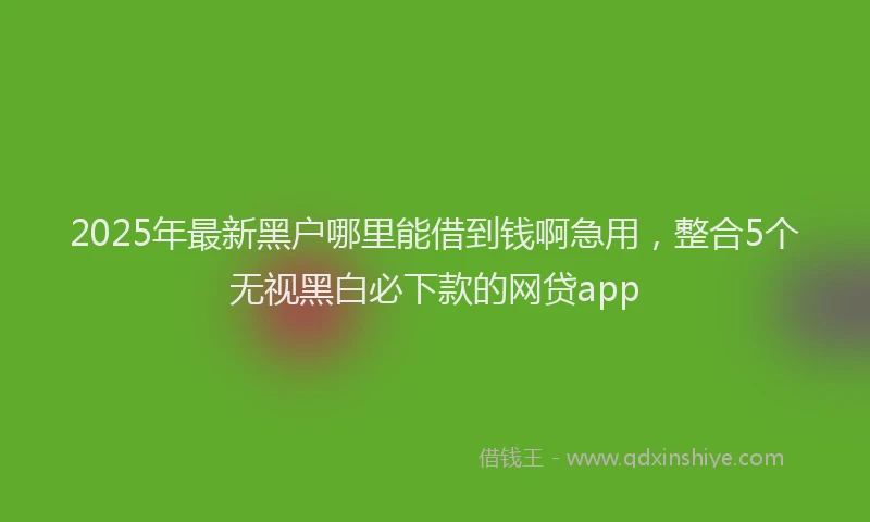 2025年最新黑户哪里能借到钱啊急用，整合5个无视黑白必下款的网贷app