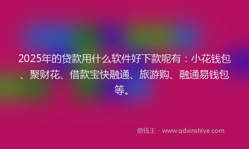 2025年的贷款用什么软件好下款呢有：小花钱包、聚财花、借款宝快融通、旅游购、融通易钱包等。