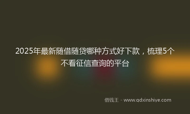 2025年最新随借随贷哪种方式好下款，梳理5个不看征信查询的平台
