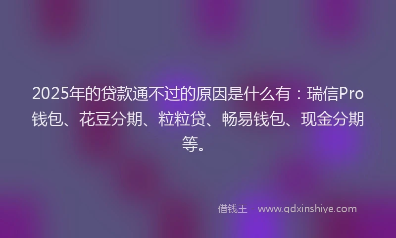 2025年的贷款通不过的原因是什么有：瑞信Pro钱包、花豆分期、粒粒贷、畅易钱包、现金分期等。