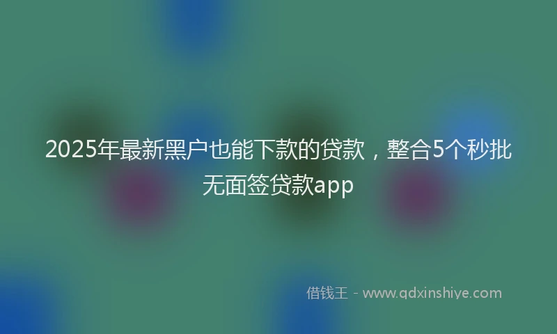 2025年最新黑户也能下款的贷款，整合5个秒批无面签贷款app